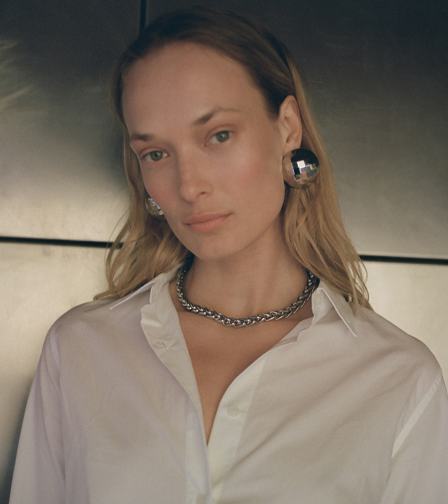 Disco Ball Silver Earrings