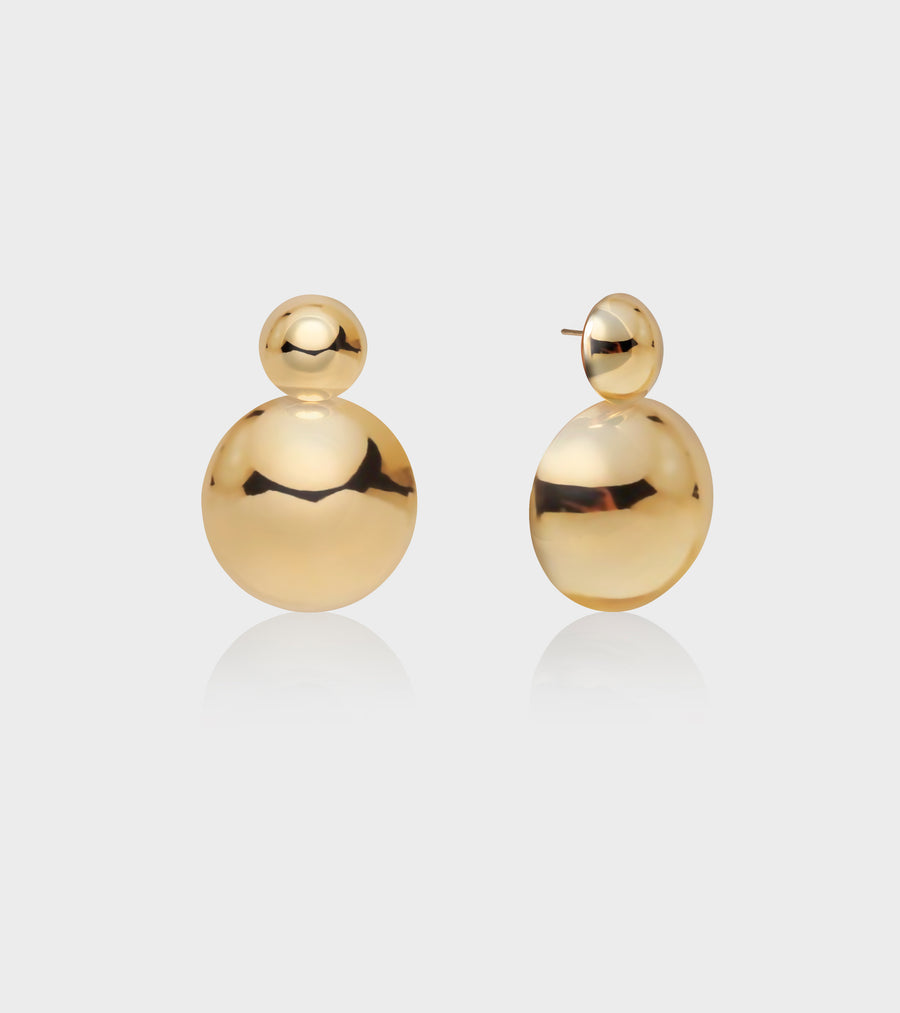 Double Lune Gold Earrings