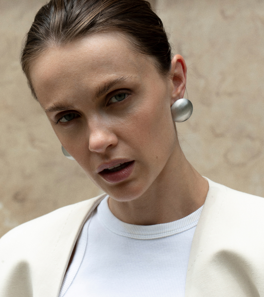 Mini Lune Silver Earrings