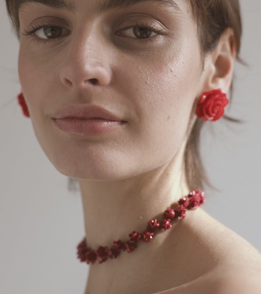 Petite Rose Rouge earrings